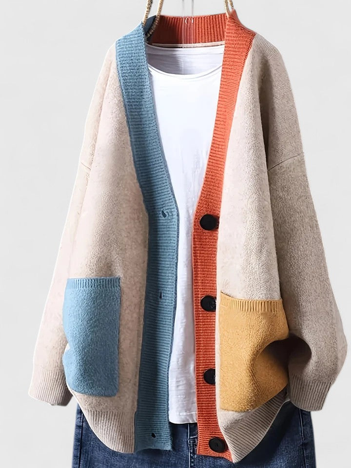 Jaylenne | Colour-Trim Oversized Cardigan