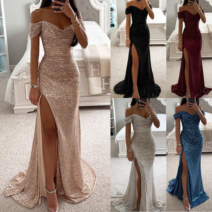 Solaria | Off Shoulder Sequin Summer Maxi Dress