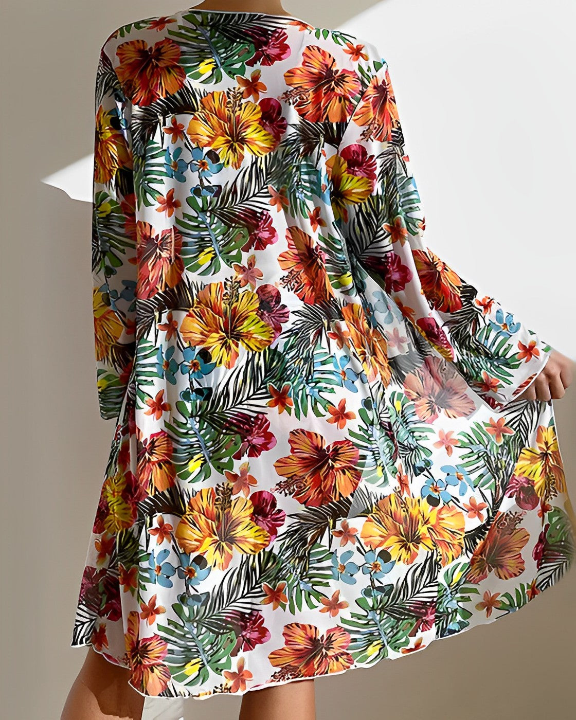 Lorenzia | Tropical Print 3-Piece Bikini Set with Cover-Up