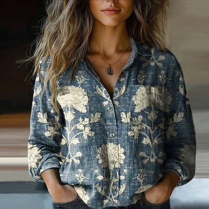Melissa | Boho Floral Print Flowy Blouse