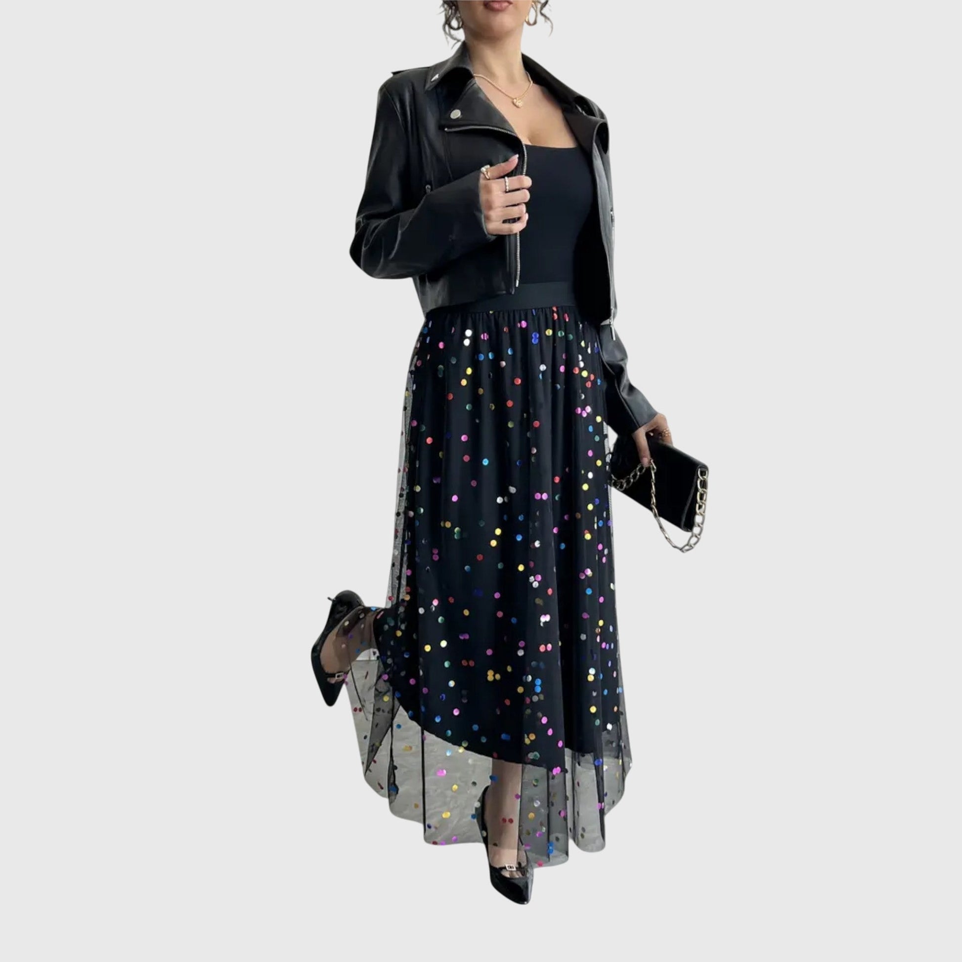 Lightweight pleated midi skirt full-length view