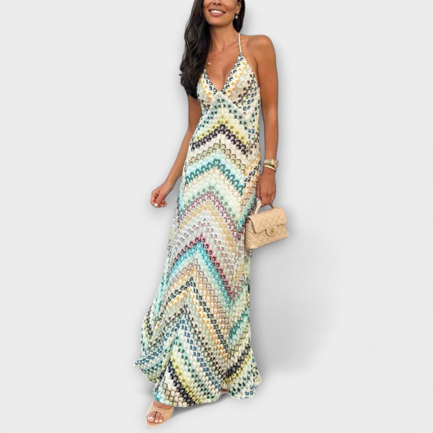 Halloway | Herringbone Knit Maxi Dress
