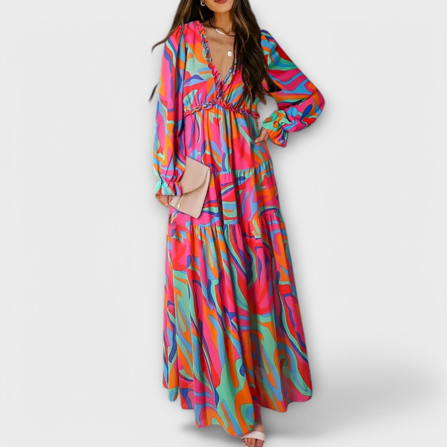 Cecily | Long Sleeve Floral Maxi Dress