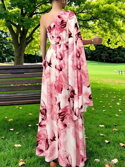 Juniper | One-Shoulder Floral Maxi Wedding Guest Dress