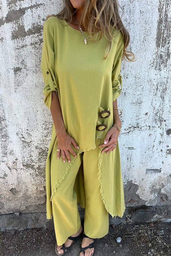 Cecelia | Long Sleeve Flowy Asymmetric Matching Set
