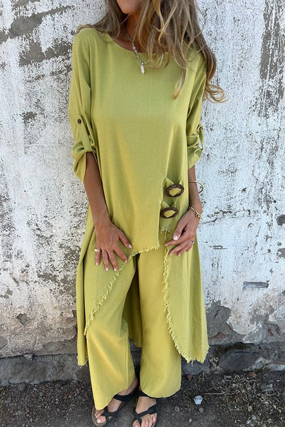 Cecelia | Long Sleeve Flowy Asymmetric Matching Set