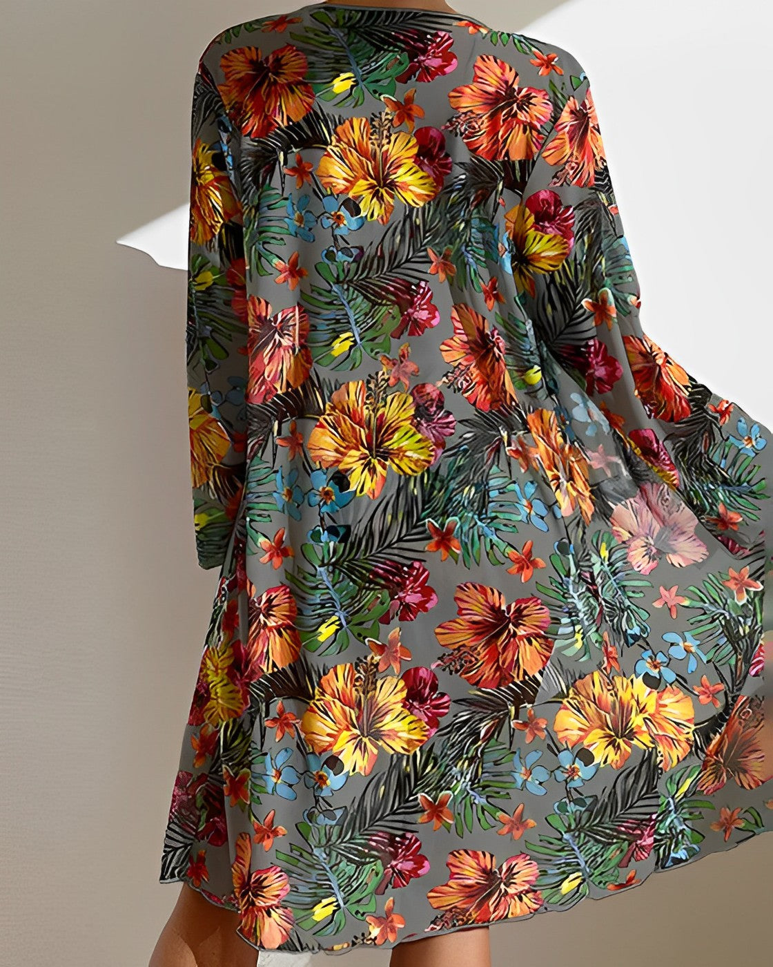 Lorenzia | Tropical Print 3-Piece Bikini Set with Cover-Up
