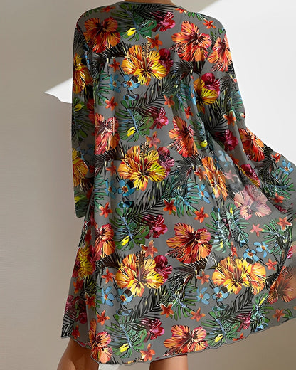 Lorenzia | Tropical Print 3-Piece Bikini Set with Cover-Up