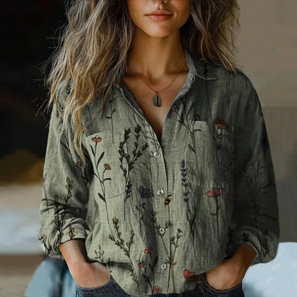 Melissa | Boho Floral Print Flowy Blouse