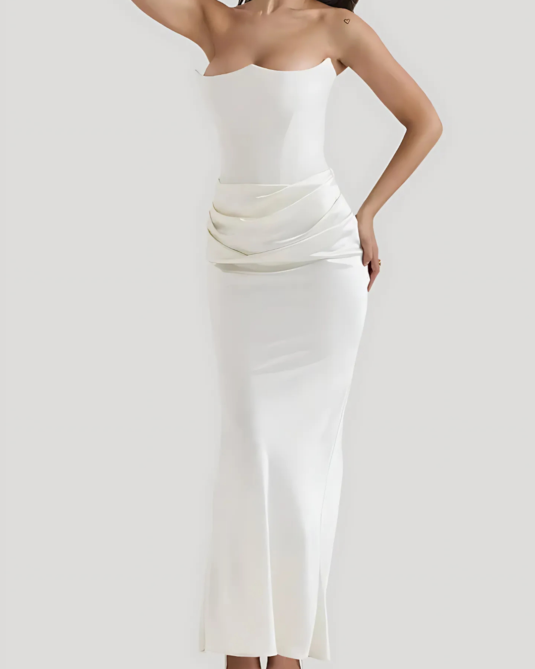 Aurore | Strapless Draped Maxi Wedding Guest Dress