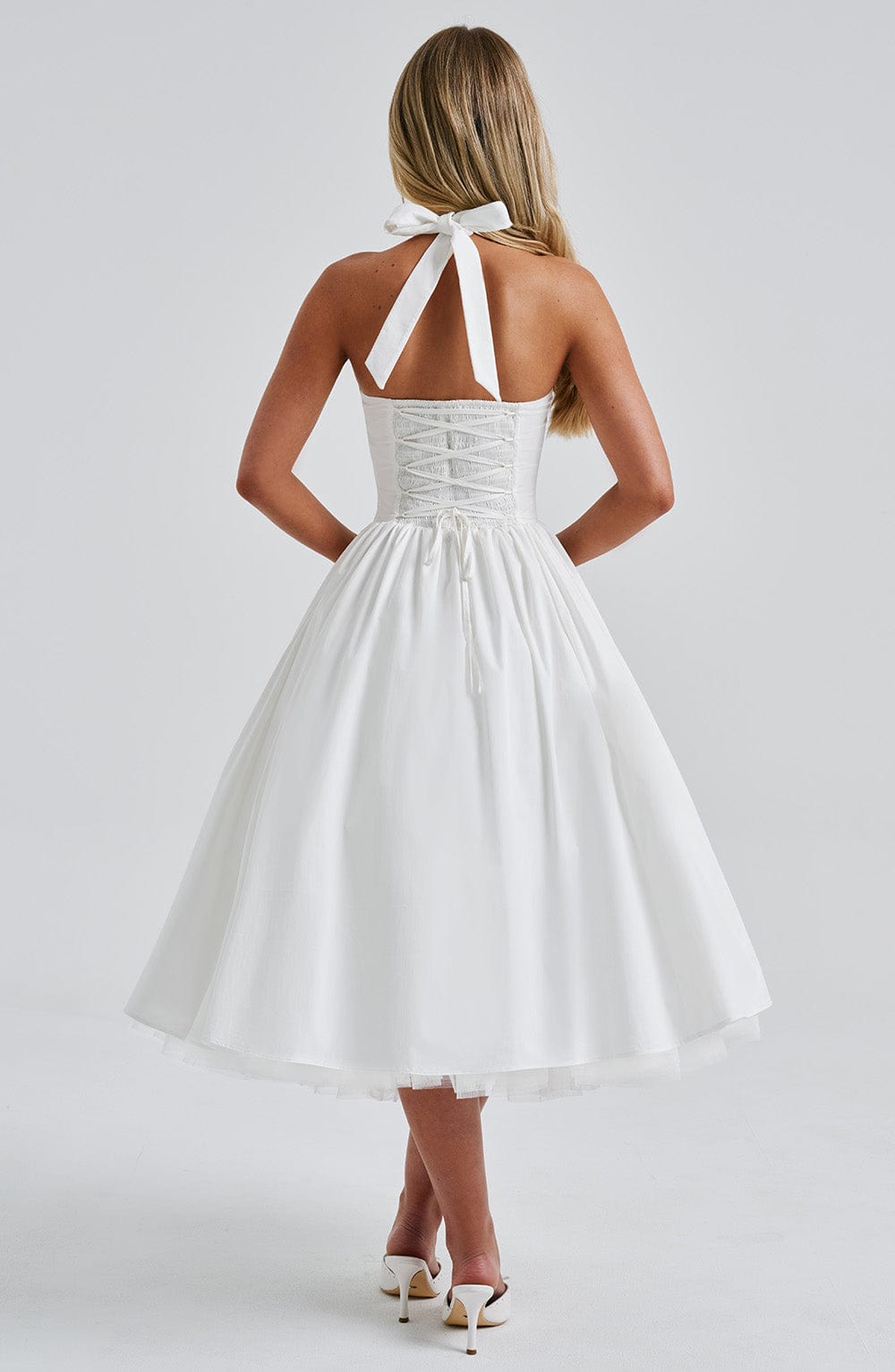 Elvina | Halter Midi Wedding Guest Dress