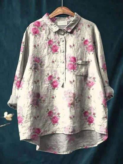 Caroline | Elegant Floral Print Relaxed Blouse