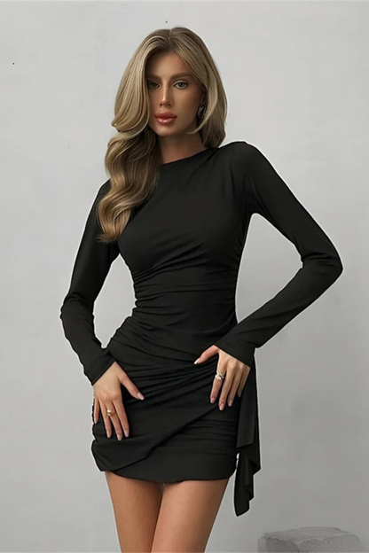 Ravenna | Ruched Long Sleeve Bodycon Mini Dress