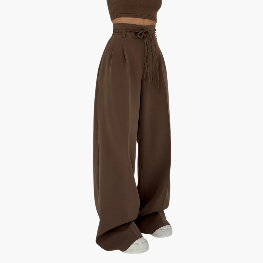 Nerys high-waist belted wide-leg trousers for women
