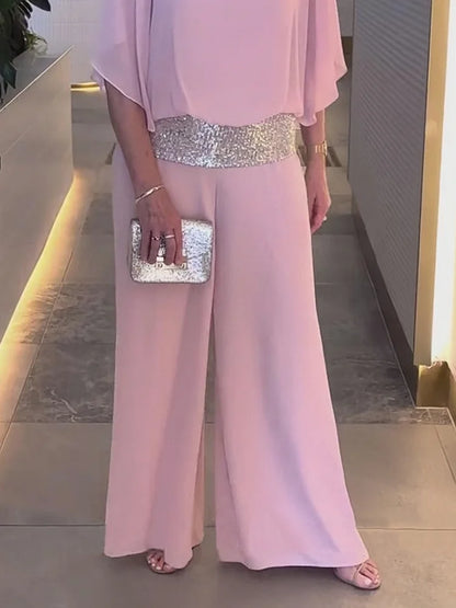 Rosaline | Sequin Chiffon Colorblock Party Set