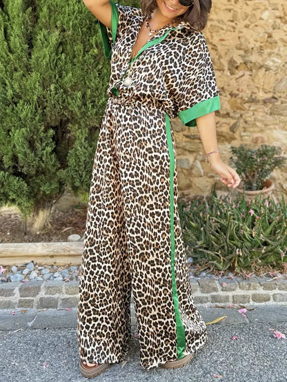 Flowing leopard co-ord side view
