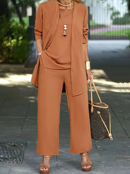Marietta | Long Vest, Fitted Top & Tailored Trouser Set