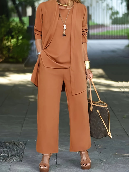 Marietta | Long Vest, Fitted Top & Tailored Trouser Set