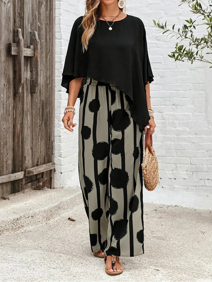 Wide-leg pants set side view