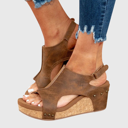 Bristol wedge sandals heel detail