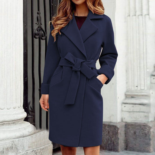 Ellswyn belted trench coat with wide lapels for women