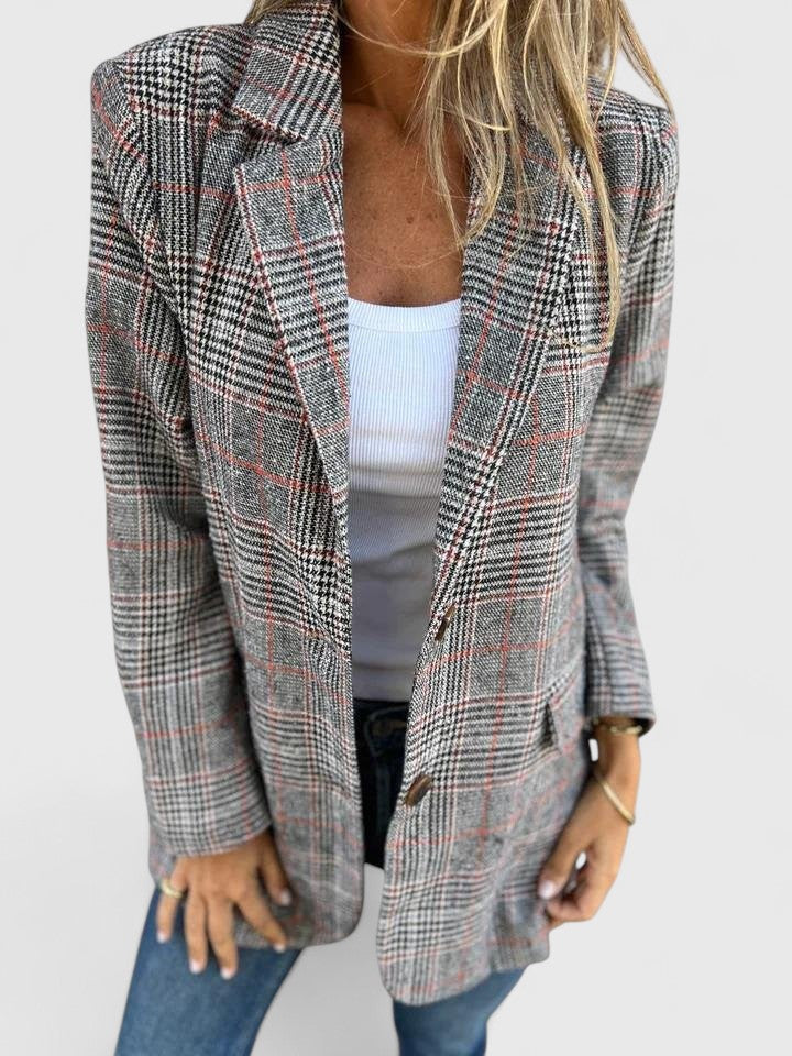 Edda checked blazer with pockets for women view 5
