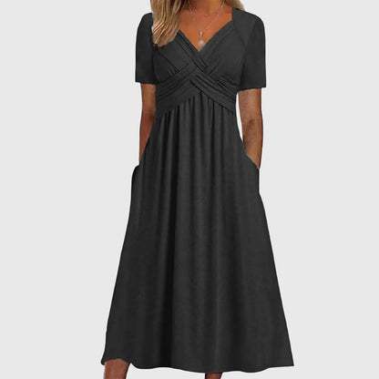 Lysandra | A-Line Midi Summer Dress with Pockets