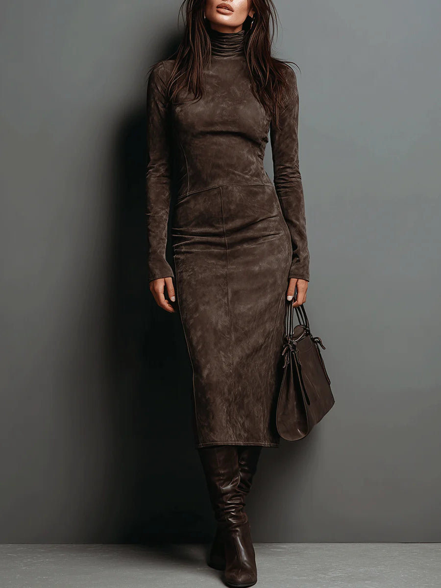 Havilah long-sleeve high-neck midi dress