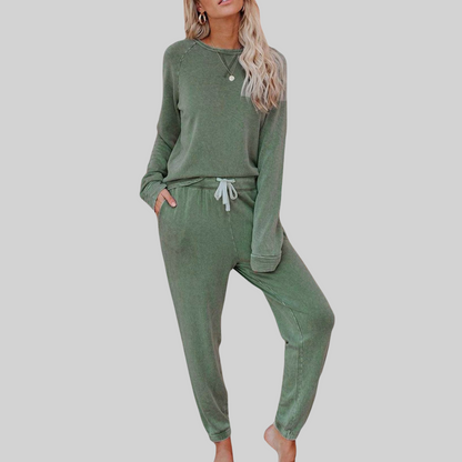Coordinated sweatpants set styled
