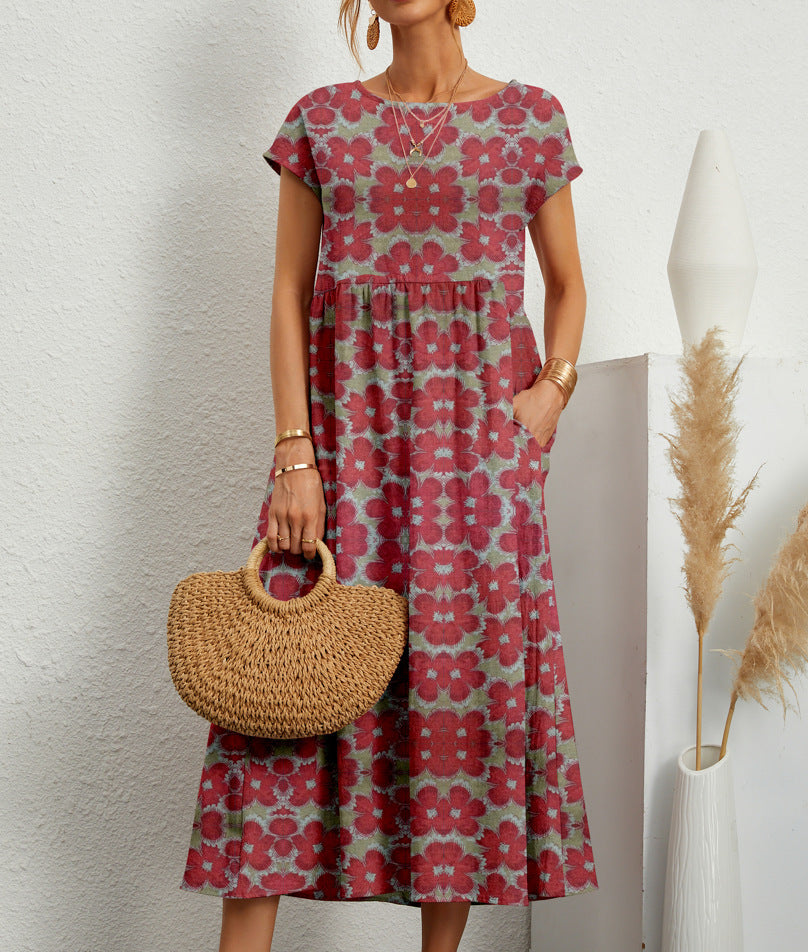 Doriane | Floral Midi Dress with Pockets