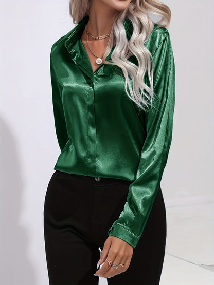 Button-front blouse showing relaxed drape