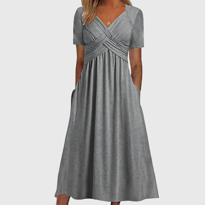 Lysandra | A-Line Midi Summer Dress with Pockets