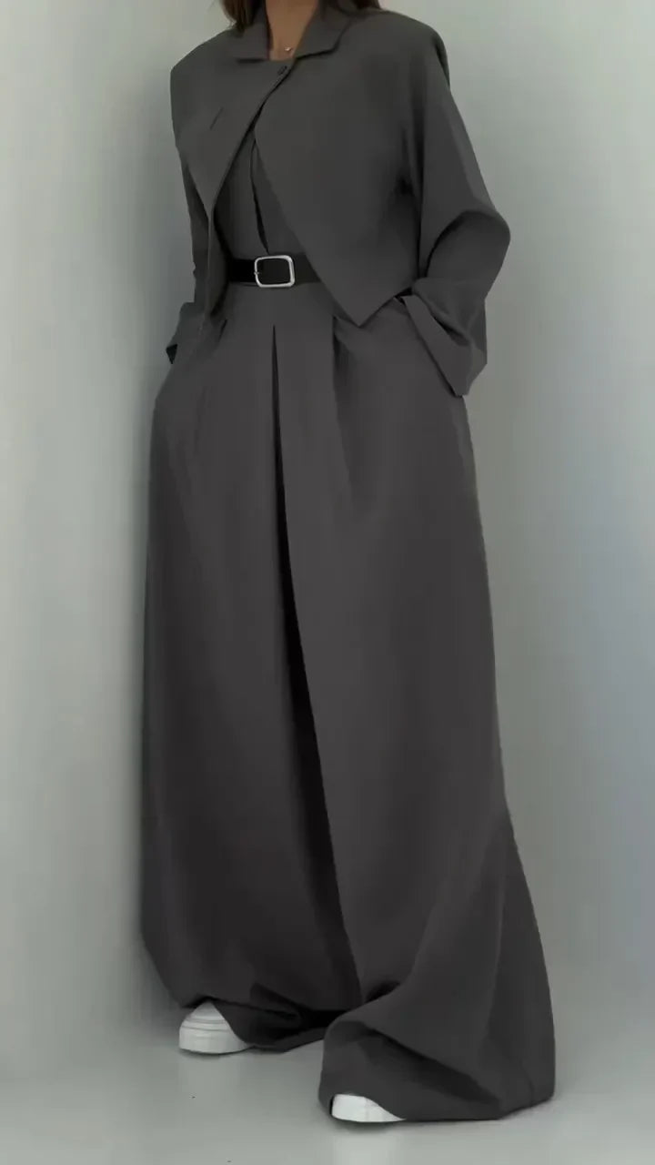 Ravella three-piece bustier set with wide-leg trousers
