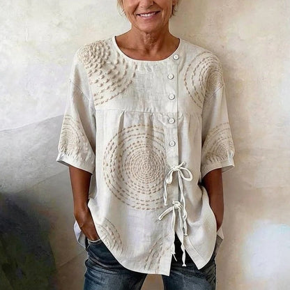 Relaxed embroidered top full view