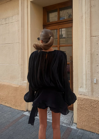 Estée black pleated dress alternate view