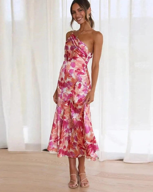 Asteria | One Shoulder Floral Maxi Dress
