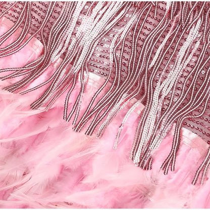 Aveline | Feather Trim Cocktail Mini Dress