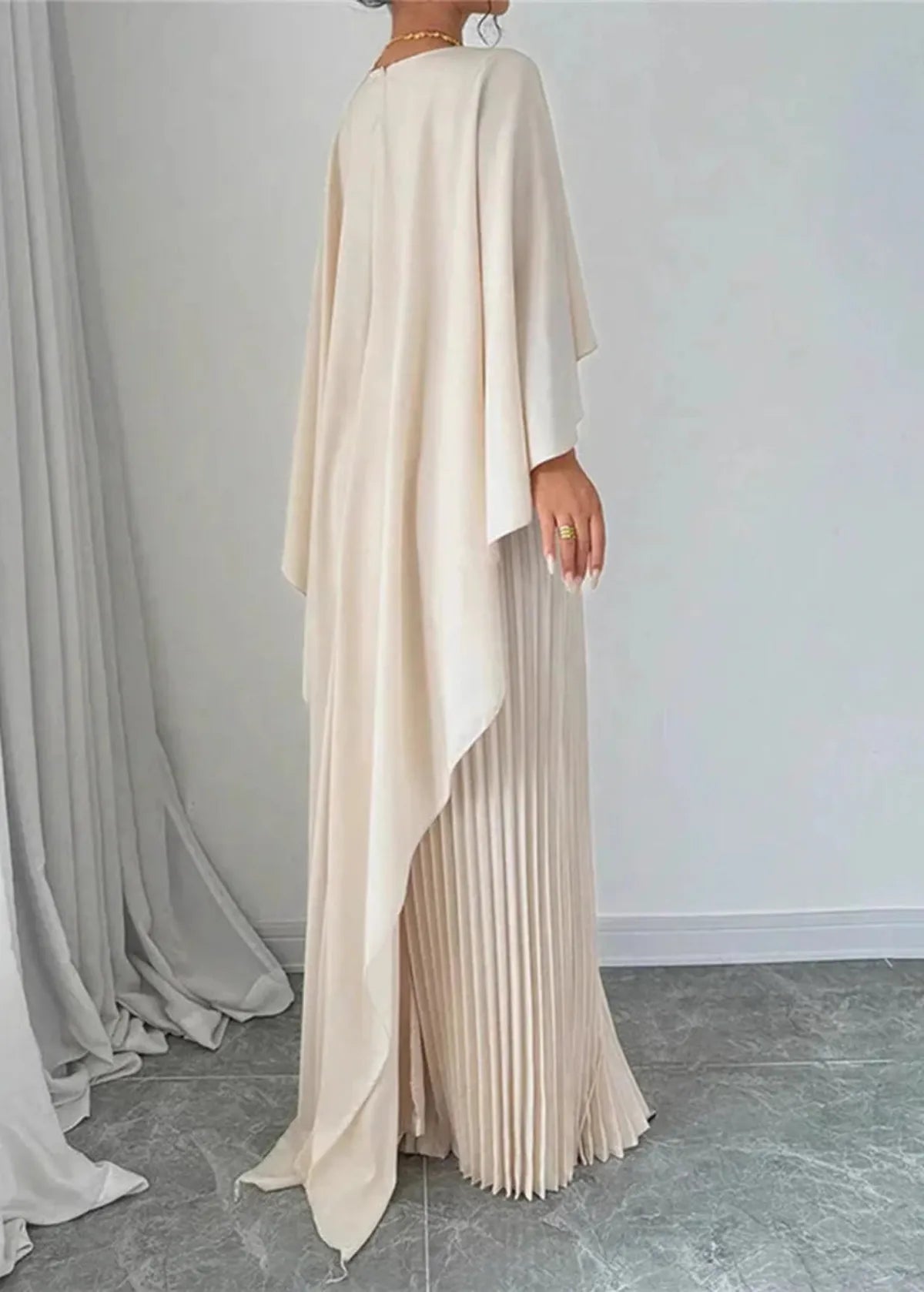 Marceline | Batwing Sleeve Pleated Maxi Wedding Guest Dress