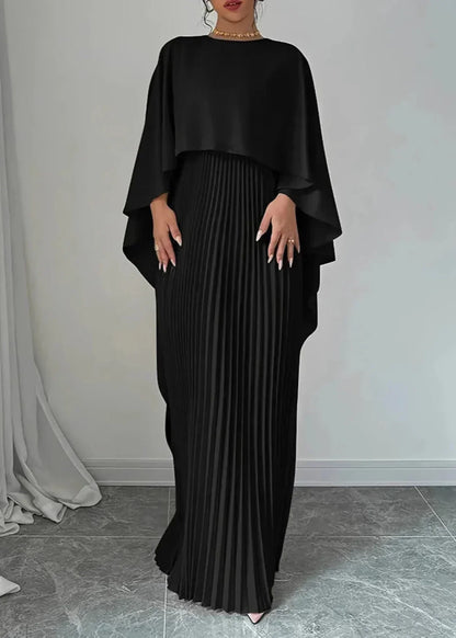 Marceline | Batwing Sleeve Pleated Maxi Wedding Guest Dress