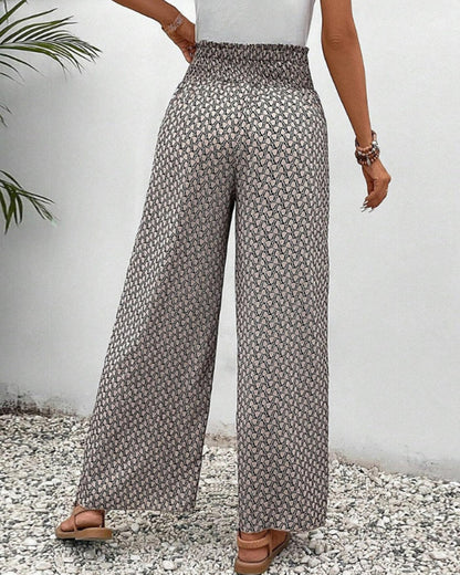 Olivia | Wide Leg Flowy Printed Pants