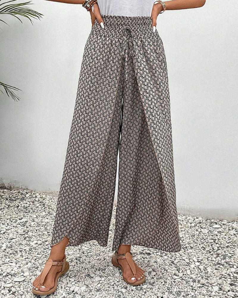 Olivia | Wide Leg Flowy Printed Pants