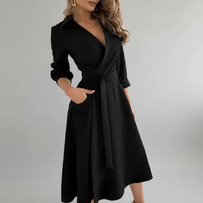 Coralind | Belted A-Line Midi Dress