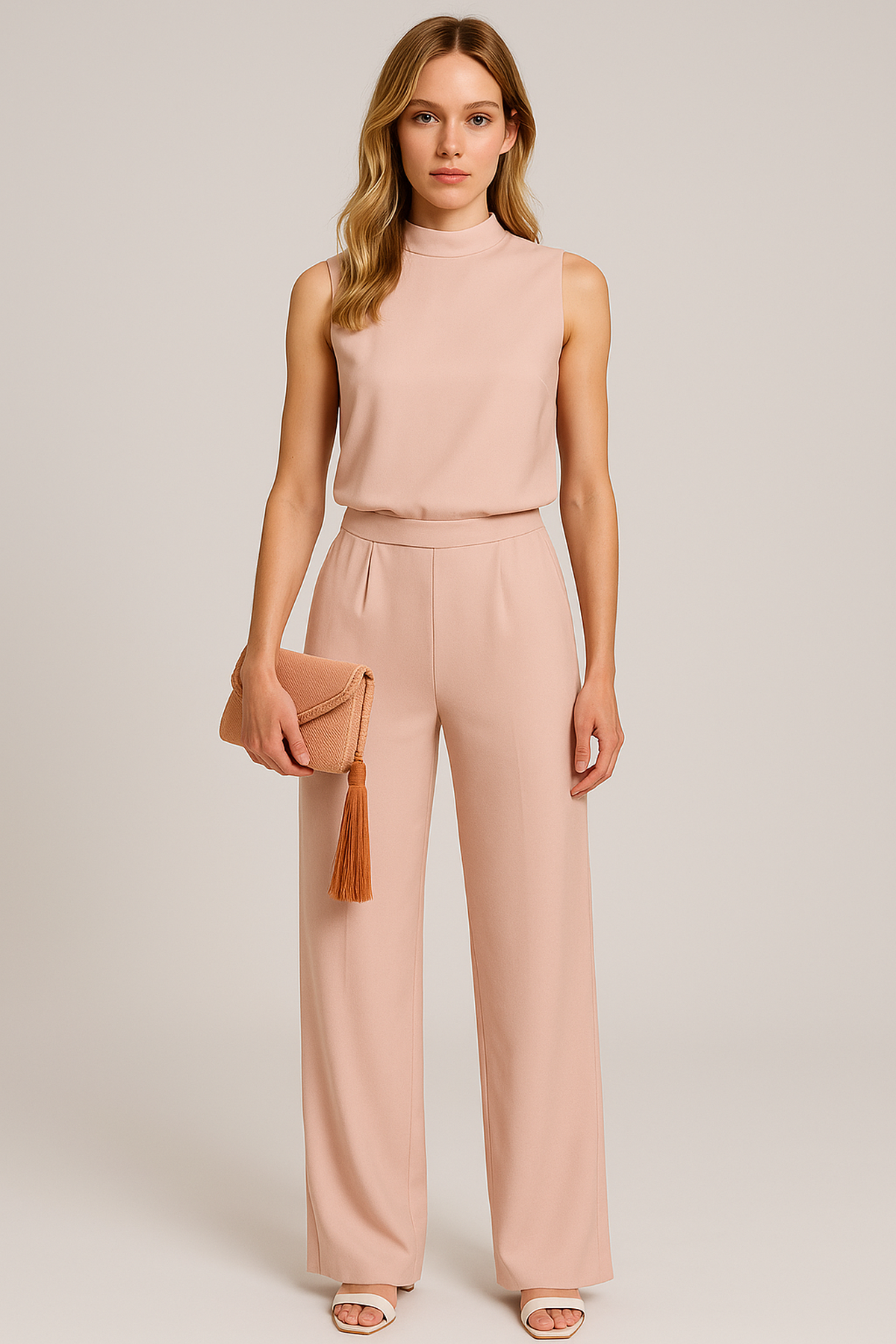 Wide-leg jumpsuit in navy colourway