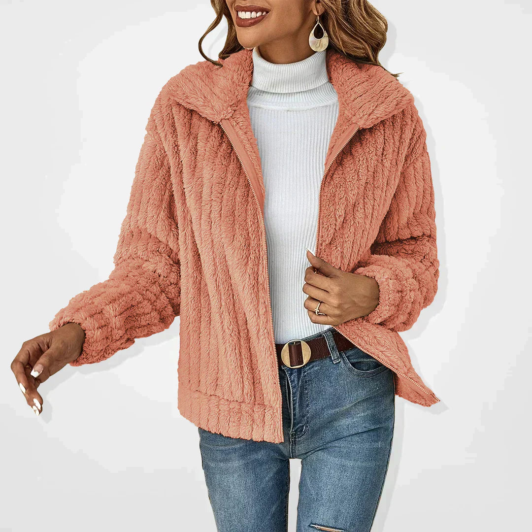 Plush collar cardigan, alternate view