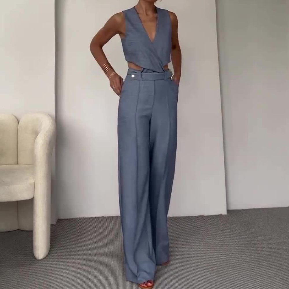 Two-piece set in sea blue colourway