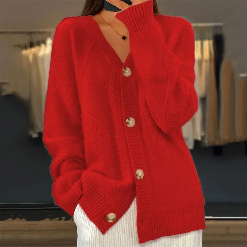 Maelys women's V-neck button-front soft-knit cardigan