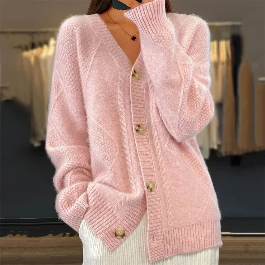 Maelys women's V-neck button-front soft-knit cardigan