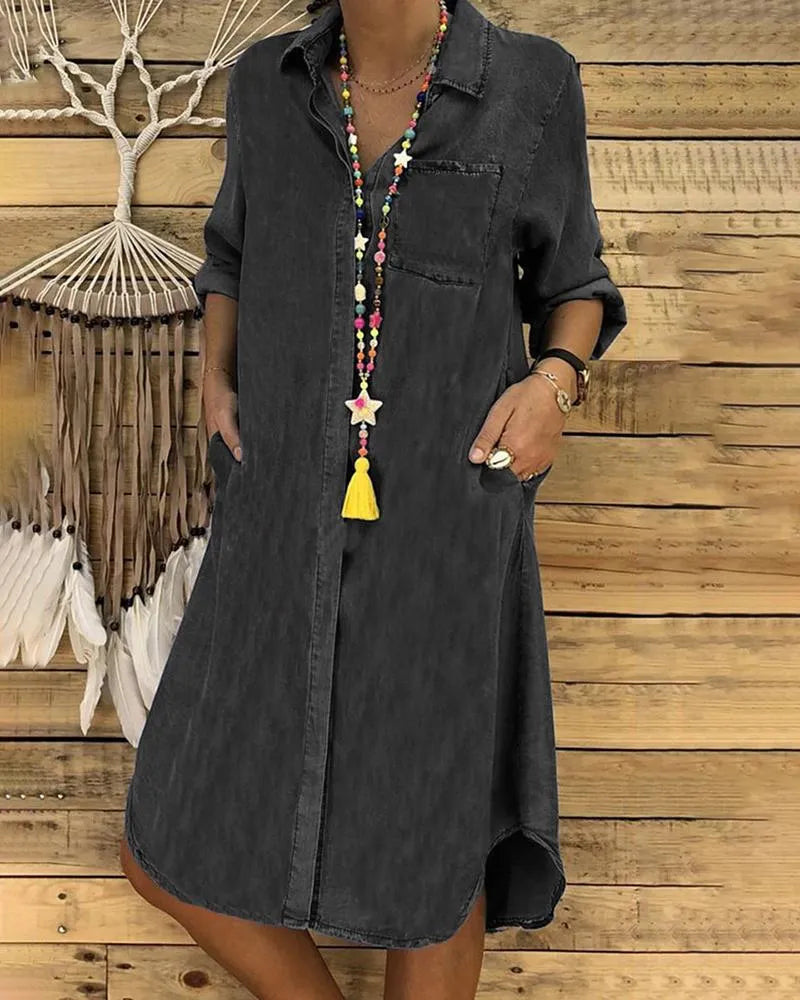 Delphine | Denim Midi Shirt Dress