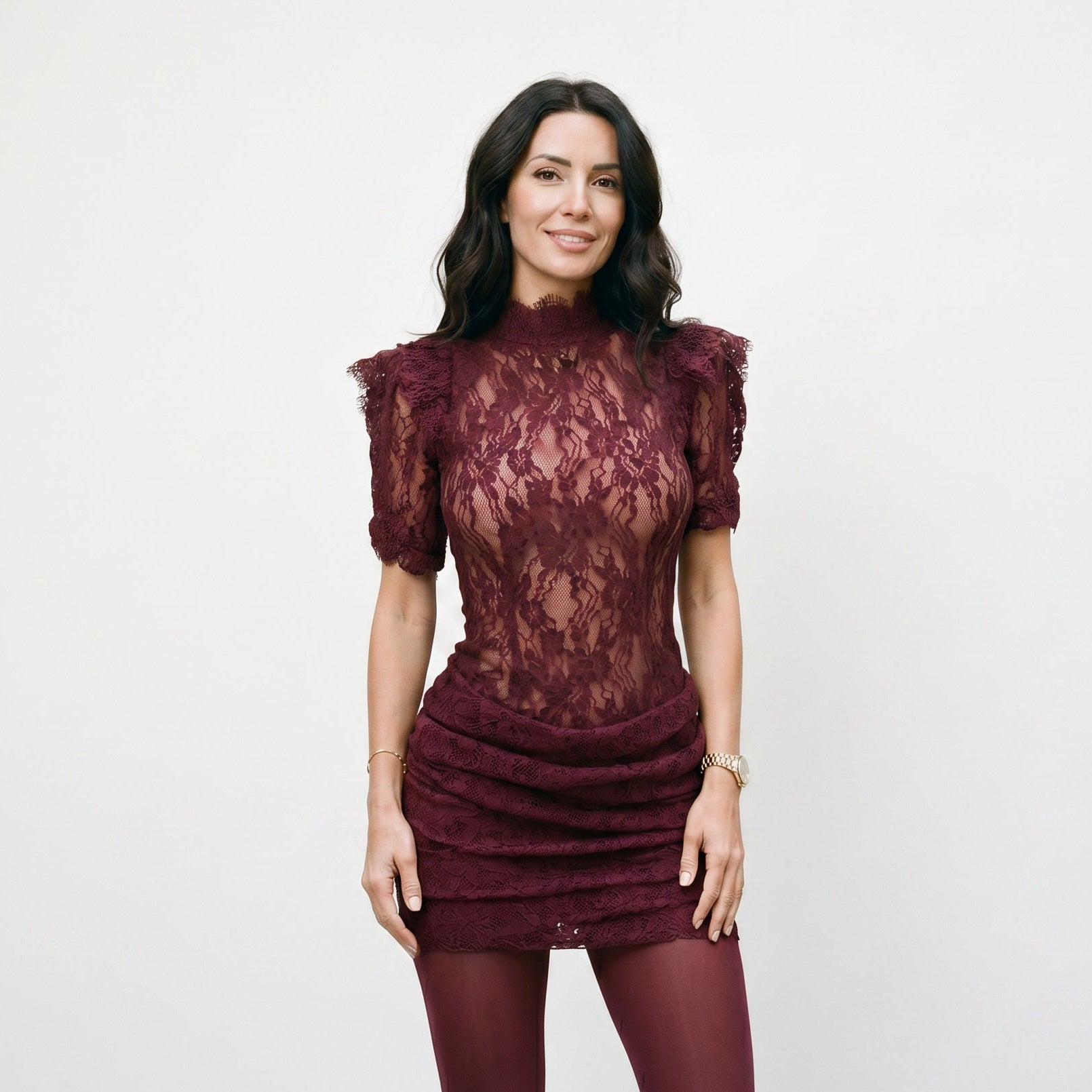 Black lace cocktail mini dress