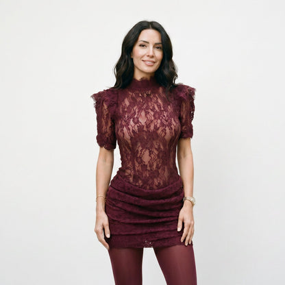 Black lace cocktail mini dress